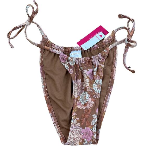 Xhilaration Juniors' Cheeky Floral Print String Bikini Bottom - Medium - NWT - Picture 1 of 8